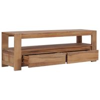 The Living Store TV-meubel Rustiek Teakhout - 120x30x40cm - Met 2 lades en 1 schap