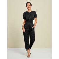 satijnen elastische taille zwarte satijnen jumpsuit