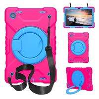 Samsung Galaxy Tab A8 10.5 (2021) Heavy Duty 360 Case met Draagriem - Felroze / Blauw