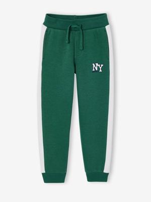 Joggingbroek voor jongens met een band aan de zijkant groen