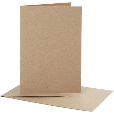Creativ Company Kaarten en enveloppen, afmeting kaart 10,5x15 cm, afmeting envelop 11,5x16,5 cm, naturel, 10 set/ 1 doos