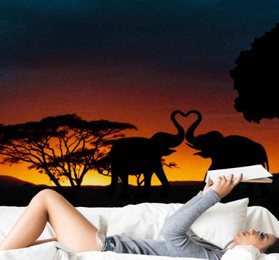 Afrika foto behang Olifant hart paar