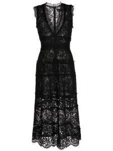 Cynthia Rowley panelled floral-lace flared dress - Noir