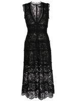 Cynthia Rowley panelled floral-lace flared dress - Noir - thumbnail