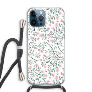 Sierlijke bloemen: iPhone 12 Pro Transparant Hoesje met koord