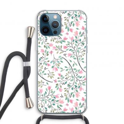 Sierlijke bloemen: iPhone 12 Pro Transparant Hoesje met koord
