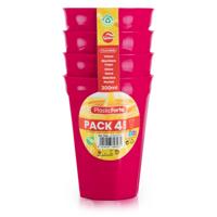 Verjaardag/kinder/camping drink bekers - 4x stuks - 300 ML - roze - kunststof - onbreekbaar