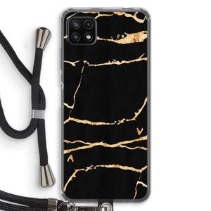 Gouden marmer: Samsung Galaxy A22 5G Transparant Hoesje met koord