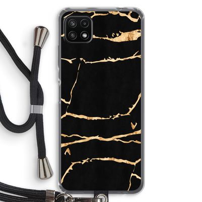 Gouden marmer: Samsung Galaxy A22 5G Transparant Hoesje met koord