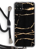 Gouden marmer: Samsung Galaxy A22 5G Transparant Hoesje met koord