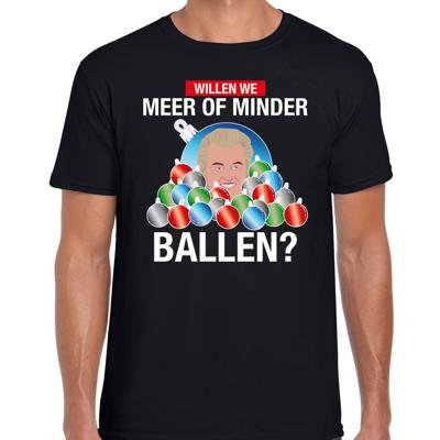 Fout Kerst t-shirt - Wilders Meer of minder ballen - zwart - Kerstshirt PVV - heren