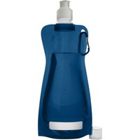 Waterfles/drinkfles opvouwbaar - blauw - kunststof - 420 ml - schroefdop - karabijnhaak