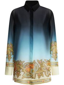 ETRO chemise en soie à fleurs - Bleu