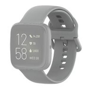 Fitbit Versa 1 / 2 & Lite siliconen sportbandje met gespsluiting - Grijs - Maat: Large