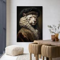 Urban Cotton Wandkleed 'Snow Leopard' 110 x 145cm in Frame - black