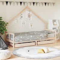 Kinderbedframe met lades 80x200 cm massief grenenhout