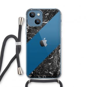 Zwart marmer: iPhone 13 mini Transparant Hoesje met koord