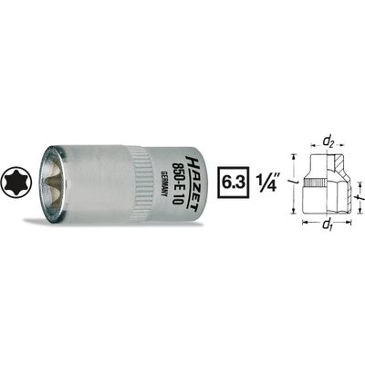 Hazet 850-E8 850-E8 Buiten-Torx Dopsleutelinzetstuk 1/4 T 8 1/4 (6,3 mm)