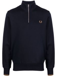 Fred Perry logo-embroidered cotton sweatshirt - Bleu