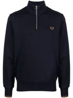 Fred Perry logo-embroidered cotton sweatshirt - Bleu - thumbnail