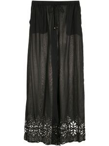 Amir Slama pantalon palazzo à broderie anglaise - Noir