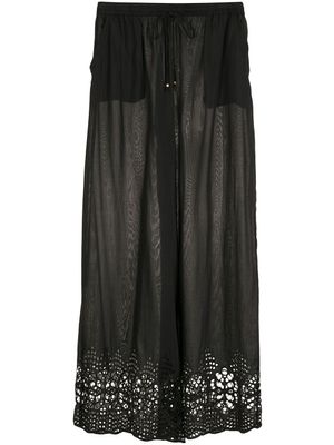 Amir Slama pantalon palazzo à broderie anglaise - Noir