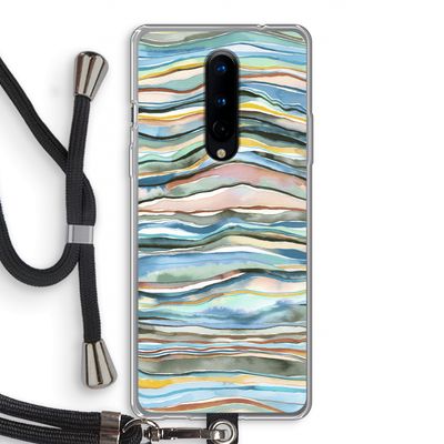 Watercolor Agate: OnePlus 8 Transparant Hoesje met koord