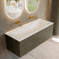 Badmeubel Mondiaz Kurve-Dlux | 120 cm cm | Meubelkleur Shadow | Wastafelkleur Ostra | Solid surface | Wasbak midden spoelbak | Zonder kraangat(en)
