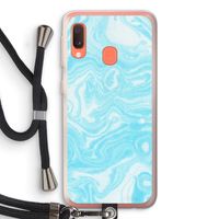 Waterverf blauw: Samsung Galaxy A20e Transparant Hoesje met koord
