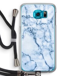 Blauw marmer: Samsung Galaxy S6 Transparant Hoesje met koord