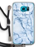 Blauw marmer: Samsung Galaxy S6 Transparant Hoesje met koord