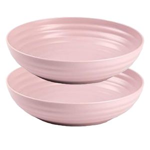 Rond bord/camping - 8x - diep bord - D22 cm - oud roze - kunststof - onbreekbaar