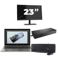 HP ZBook 15u G6 - Intel Core i7-8e Generatie - 15 inch - 16GB RAM - 256GB SSD - Windows 11 + 1x 23 inch Monitor
