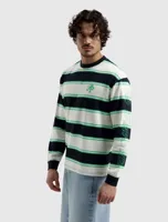 Pure Path Striped Essence Of Life Longsleeve T-Shirt Heren Donkerblauw/Groen/Wit - Maat XL - Kleur: DonkerblauwWitGroen | Soccerfanshop