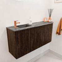 Toiletmeubel Mondiaz Joya Dlux | 91.6 cm | Meubelkleur Walnut | Faye wastafel Sombra Wasbak Links | 1 kraangat