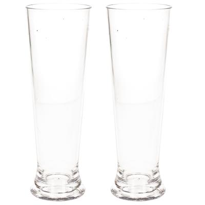 Onbreekbaar bierglas - 2x stuks - op voet - transparant - 30 cl/300 ml - kunststof