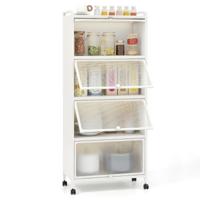 5 Niveaus Keukenkast Hoog Keukenrek met Wieltjes en Deuren voor Keuken Eetkamer Woonkamer Opbergkast Bijzetkast Wit