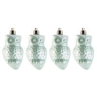 4x Kersthangers figuurtjes uil mint 9 cm kerstversiering - thumbnail