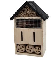 Zeer degelijke houten Insectenhotel in huisvorm 10x17x28cm