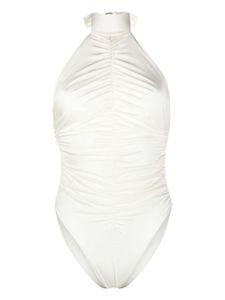 Noire Swimwear maillot de bain froncé - Blanc