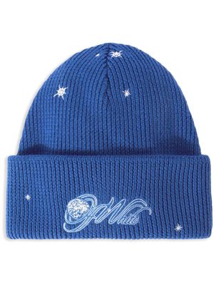 Off-White bonnet en laine à broderies - Bleu