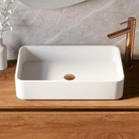 Brauer Vortex Waskom - Rechthoekig Afgerond - 58 cm - Fine Stone - Mat - Wit