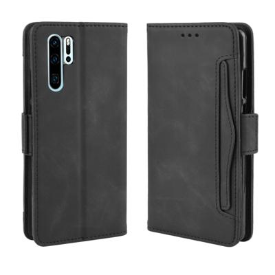 Portemonnee stijl huid voelen kalf patroon lederen draagtas voor Huawei P30 Pro met aparte kaartsleuf (zwart)