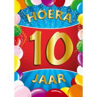 10 jaar verjaardag versiering poster - 59 x 84 cm - leeftijd feestartikelen - thumbnail