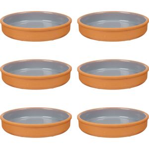 6x stuks tapas/hapjes serveren/oven schaal terracotta/grijs 23 x 4 cm - Snack en tapasschalen