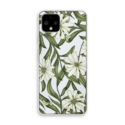 Wit bloemenpatroon: Pixel 4 Transparant Hoesje