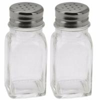 Peper en zout setje - 2-delig - vaatjes - 9 cm - glas/chrome