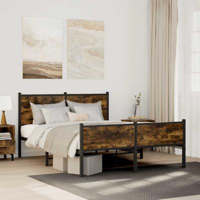 Bedframe zonder matras metaal gerookt eikenkleurig 140x190 cm