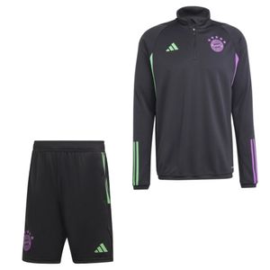 adidas Bayern München Trainingsset 1/4-Zip 2023-2024 Zwart Groen Paars