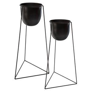 Staande Plantenpot Glam - Zwart - Set van 2